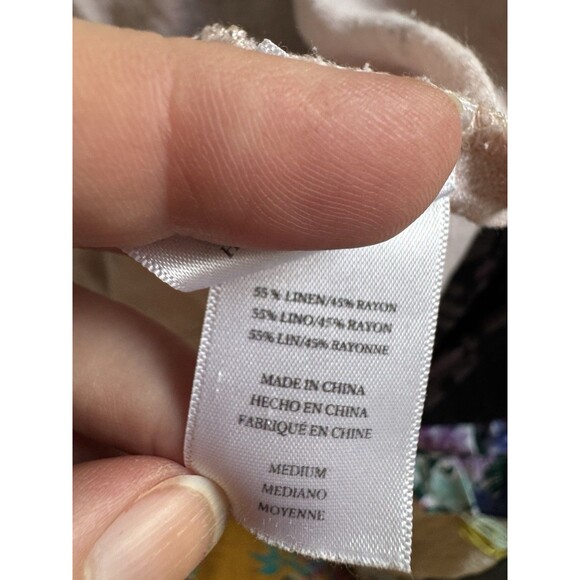 Rails Medium Linen Blend Shirt Button Up Beach Style Light Pink - Picture 3 of 6